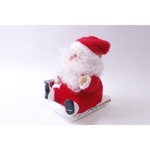 Mechanical, Santa, On Sleigh, Works, Rings, Bell, Moves, 1980s, Vintage, Doll, 2